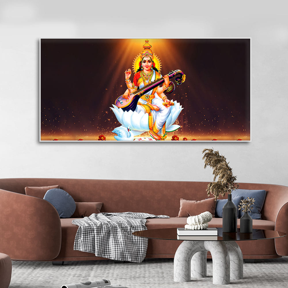 Goddess Sarasvati Modern Canvas Wall Painting