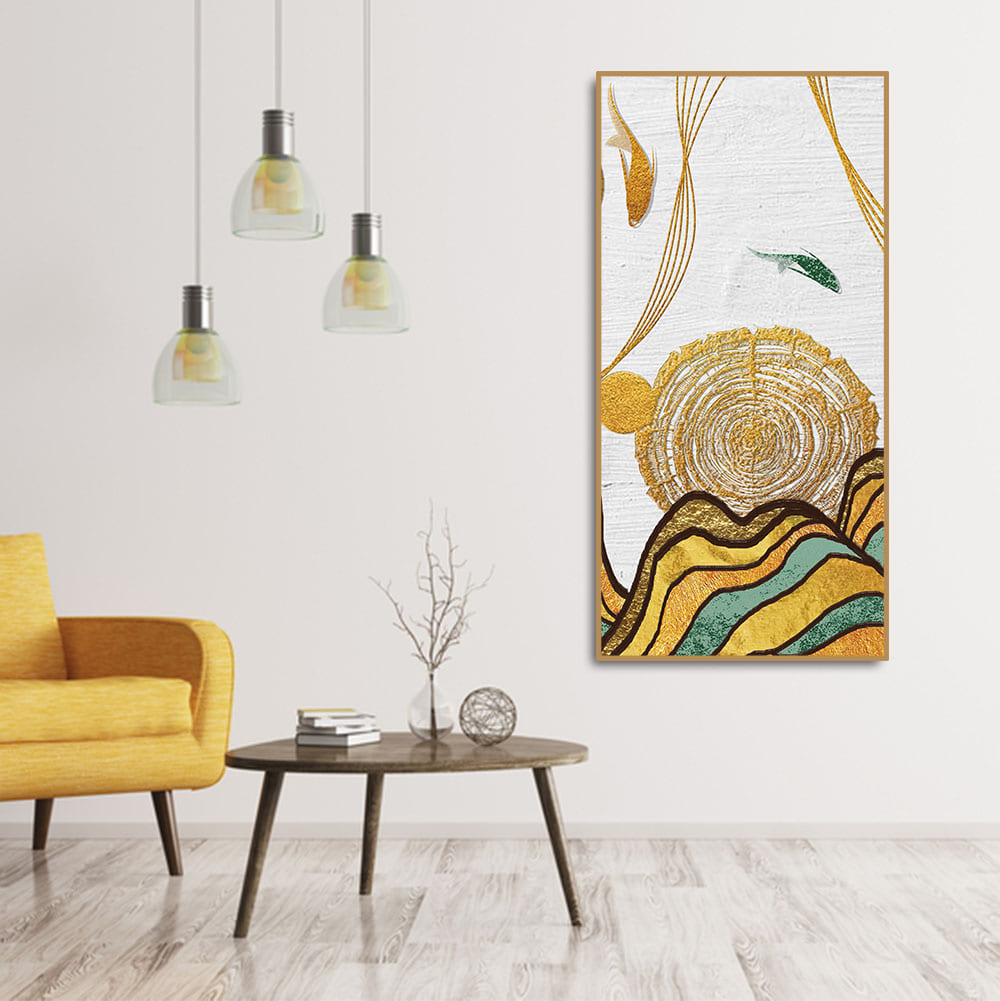 Golden Fish Abstract Premium Wall Painting