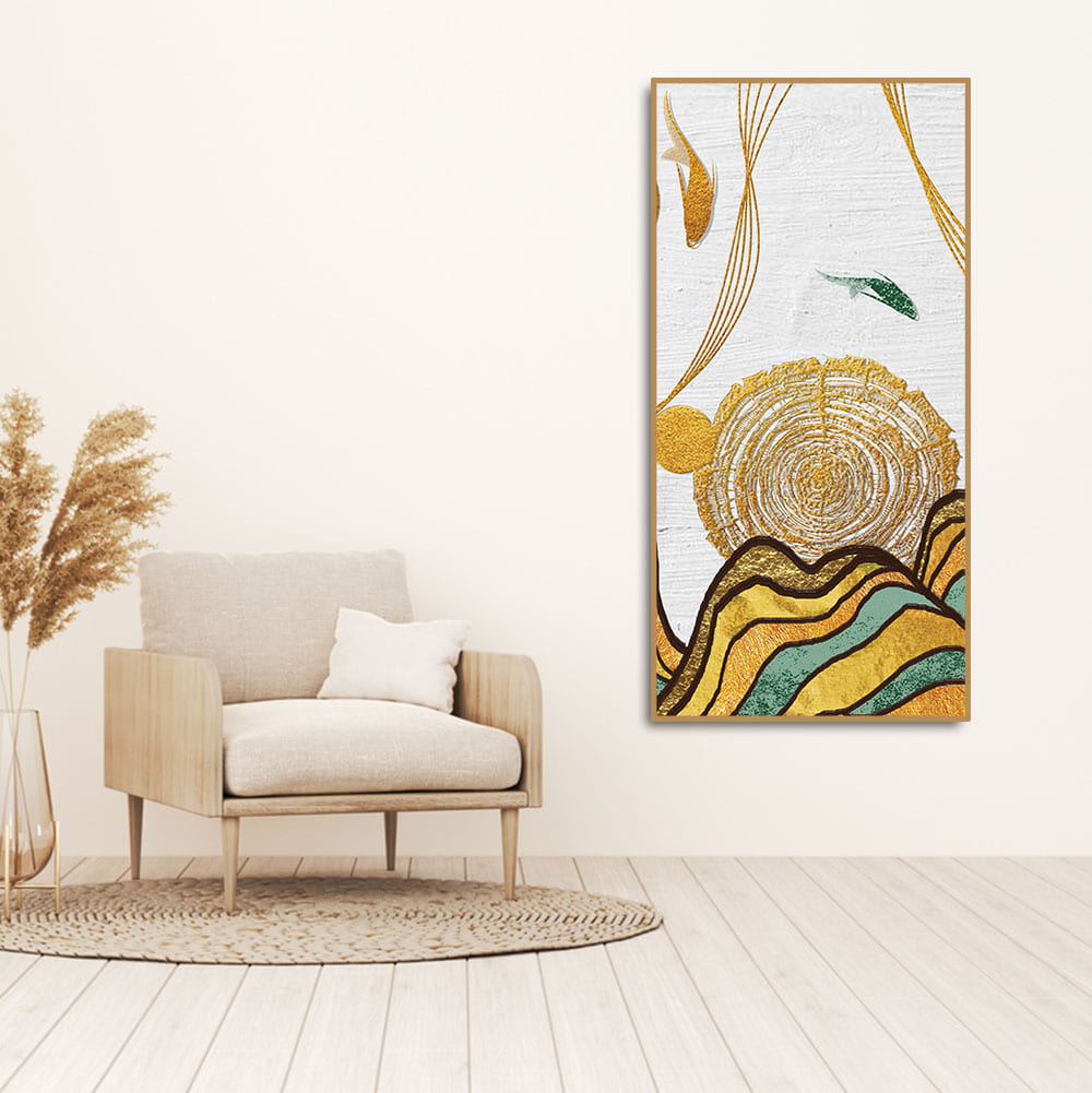 Golden Fish Abstract Premium Wall Painting