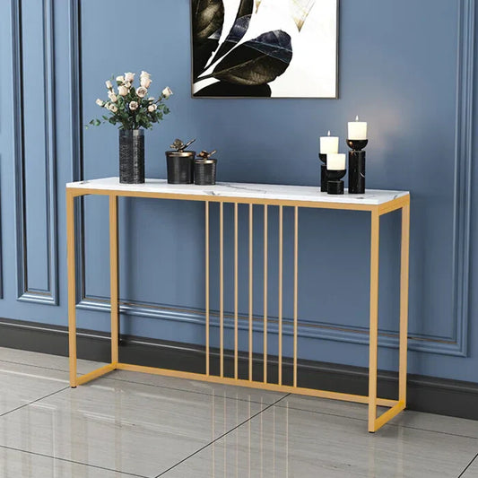 Golden Metallic Rectangular Shaped Designer Console Table