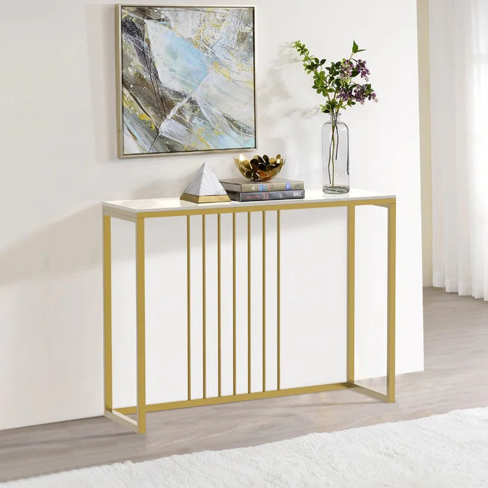 Golden Metallic Rectangular Shaped Designer Console Table