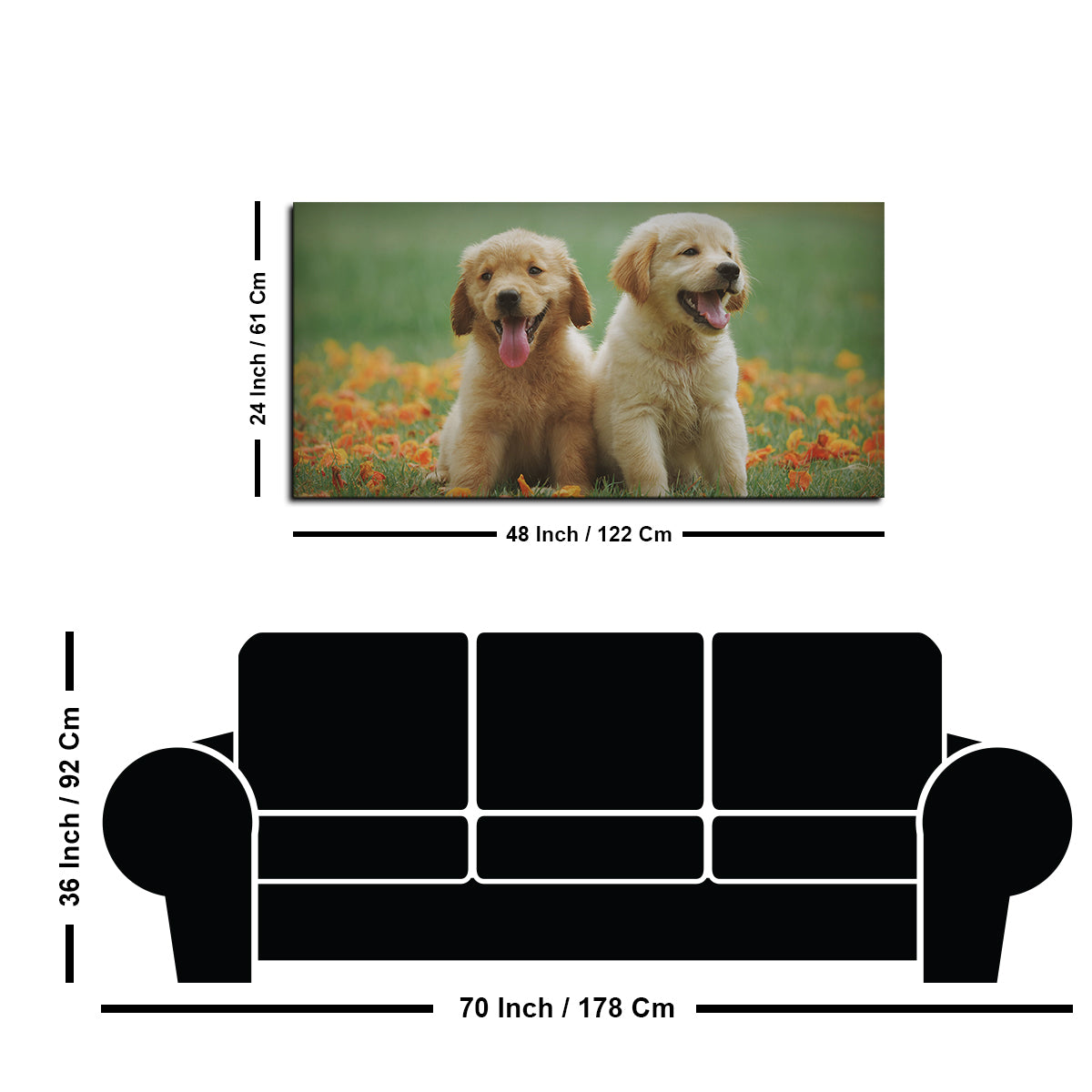 Golden Retriever Puppies Premium Canvas Wall Painting