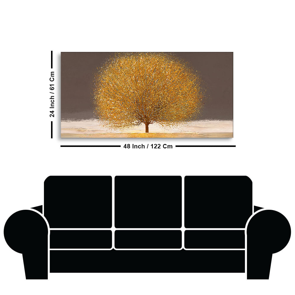 Golden Tree with Elements of gold textures Wall Painting