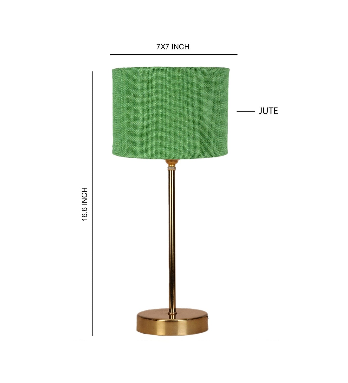 Green Textured Cotton Metal Finish Golden Table Lamp