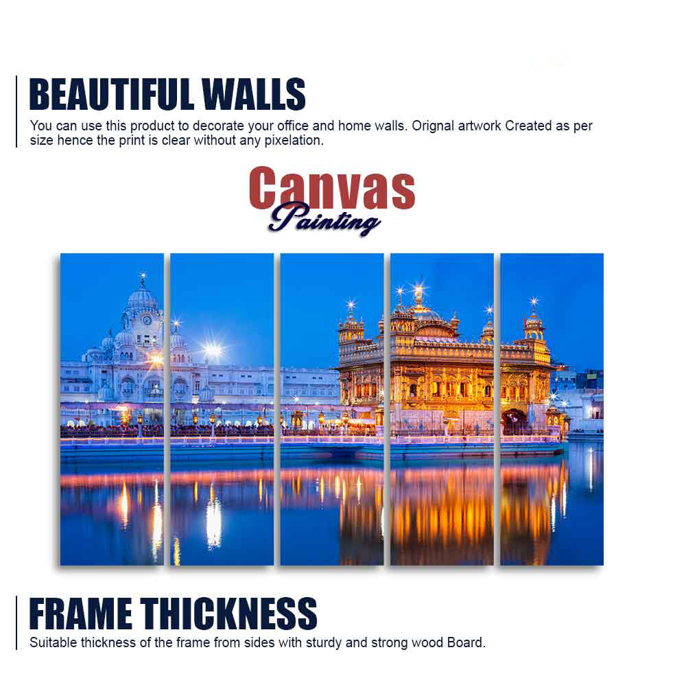 Gurdwara Sri Harmandir Sahib Golden Temple Five Pieces Wall Painting