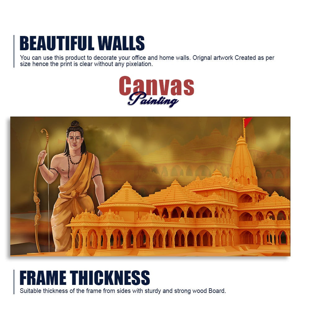 Ayodhya Shree Ram Mandir Premium Canvas Wall Painting