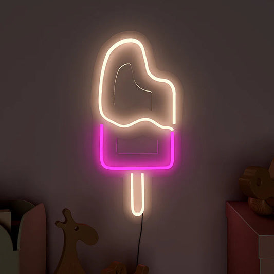 Ice Cream Stick Pink & White LED Neon Light