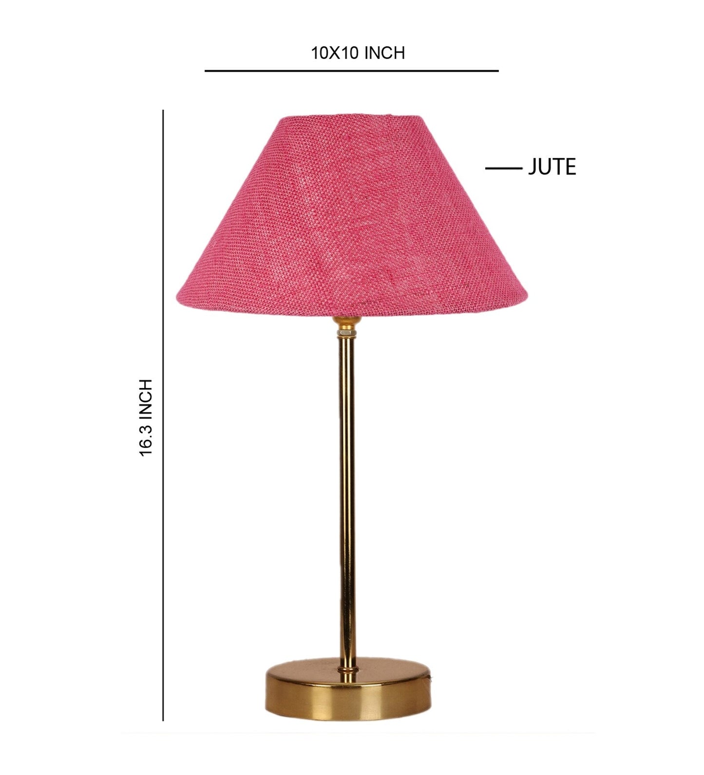 Jute Shade Textured Pink Color Table Lamp with Golden Metal Finish