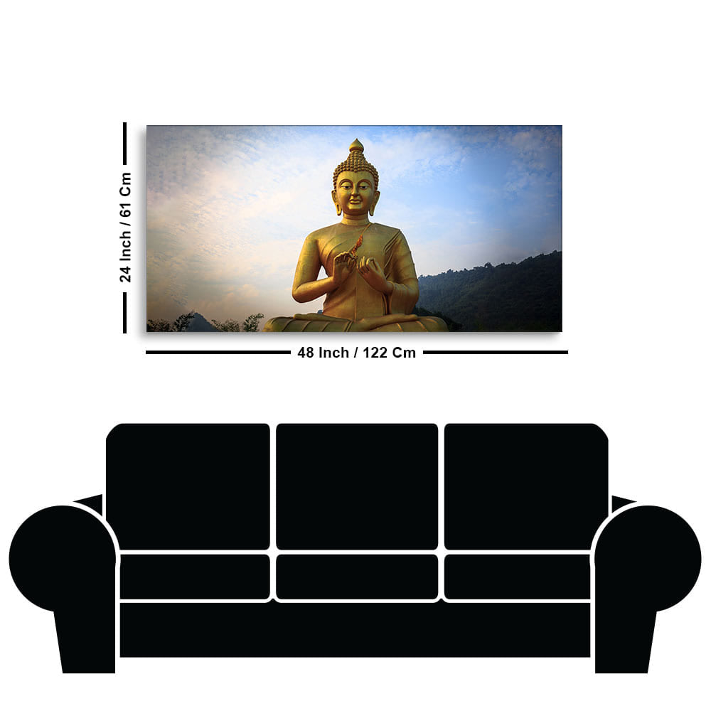 Lord Golden Buddha Meditating Canvas Wall Painting