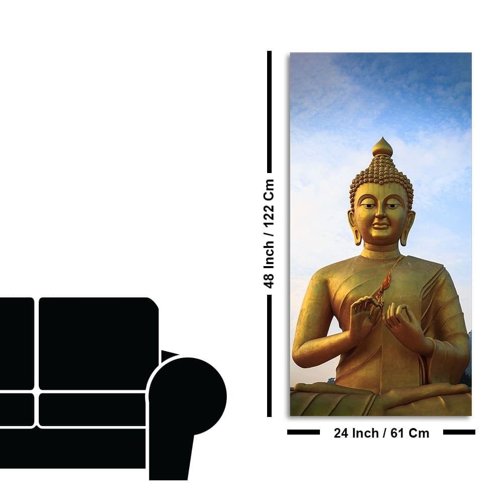 Lord Golden Buddha Meditating Premium Canvas Wall Painting