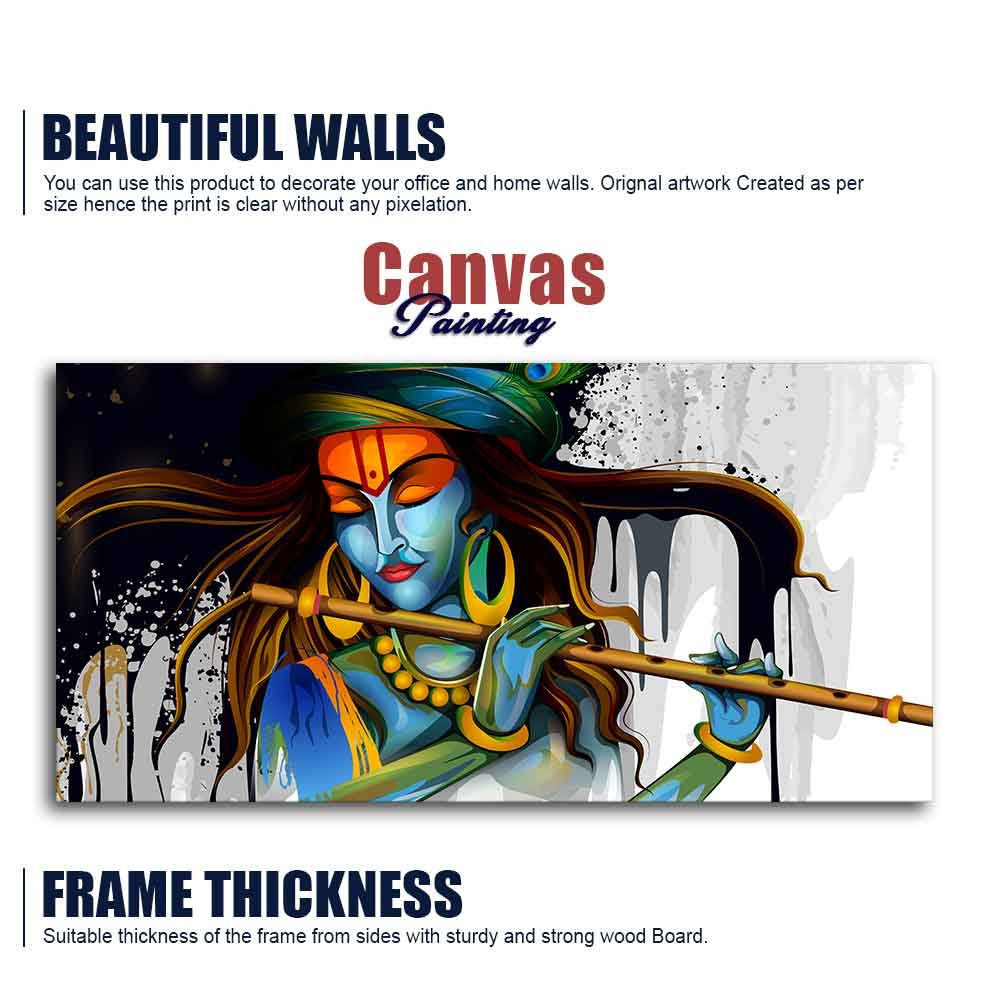 Lord Krishna Playing a Flute Wall Painting