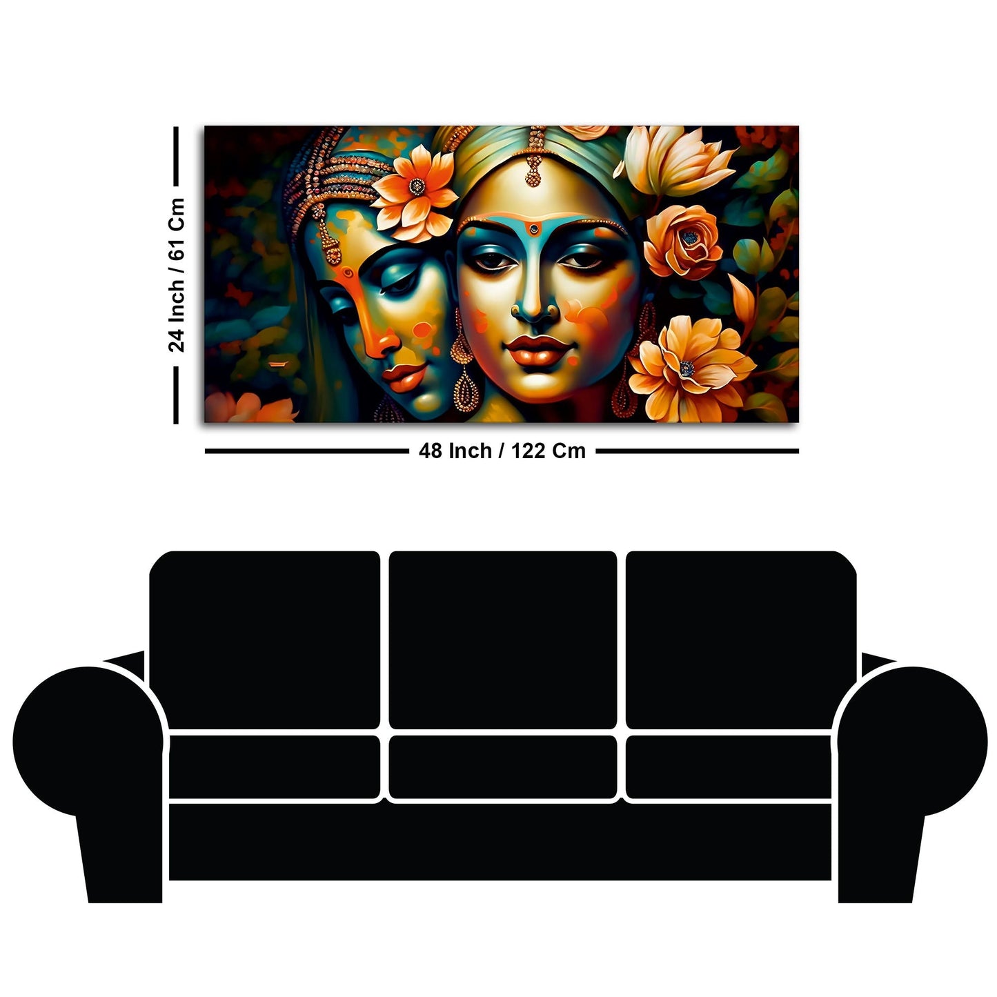 Lord Radha Krishna Face Artistic Art Canvas Wall Painting