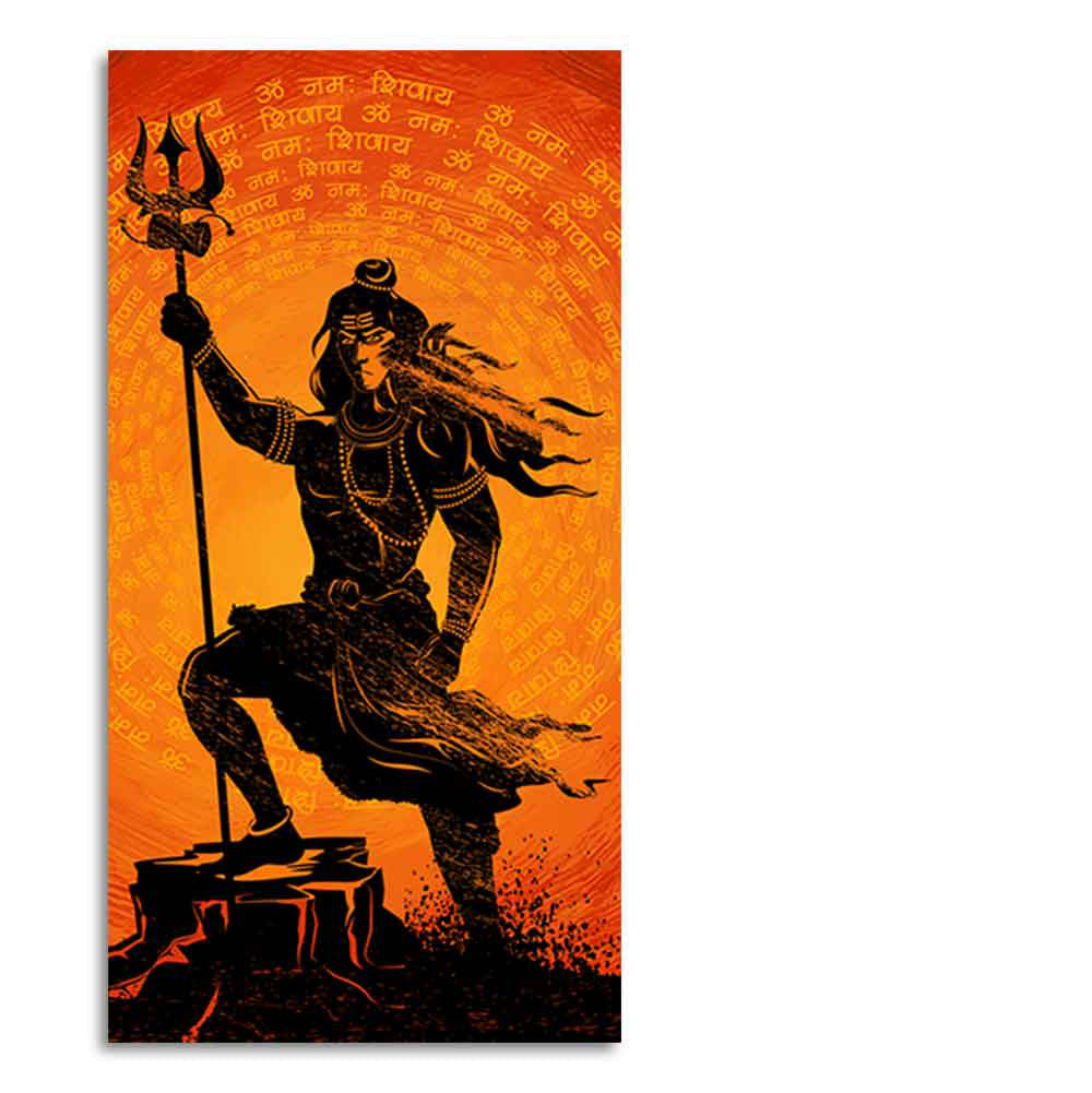 Lord Shiva with Trishul Canvas Wall Painting