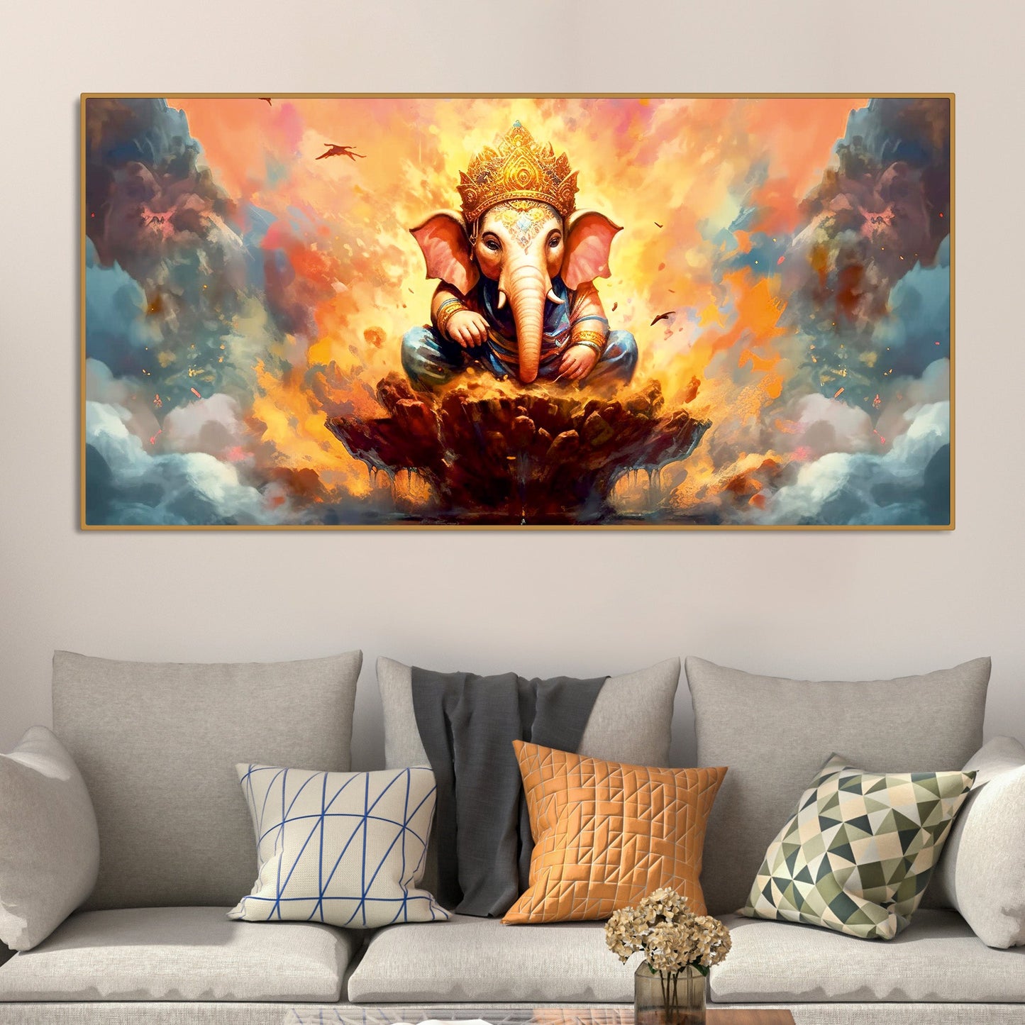 Lord Vighnaharta Ganpati Canvas Wall Painting