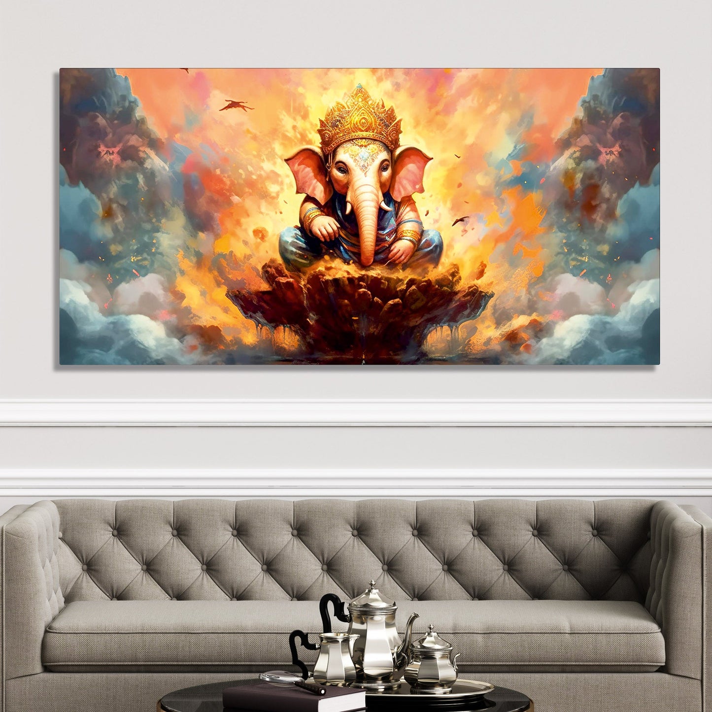 Lord Vighnaharta Ganpati Canvas Wall Painting