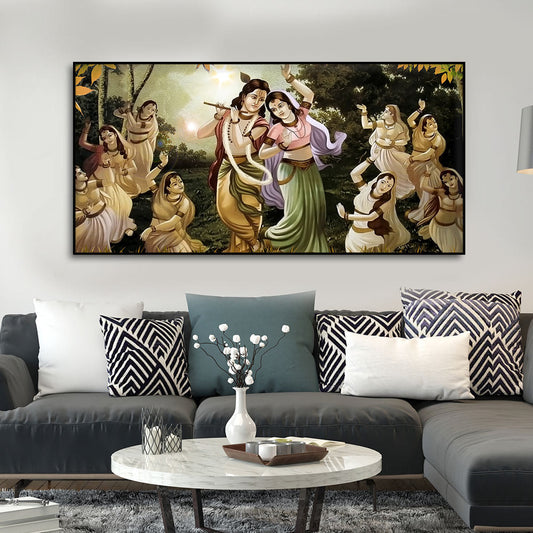 Radha Krishna Raas Leela Canvas Wall Painting