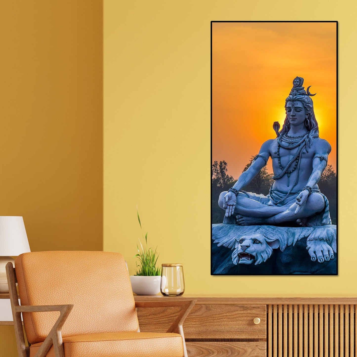 Spiritual Wall Painting of Lord Shiva Statue