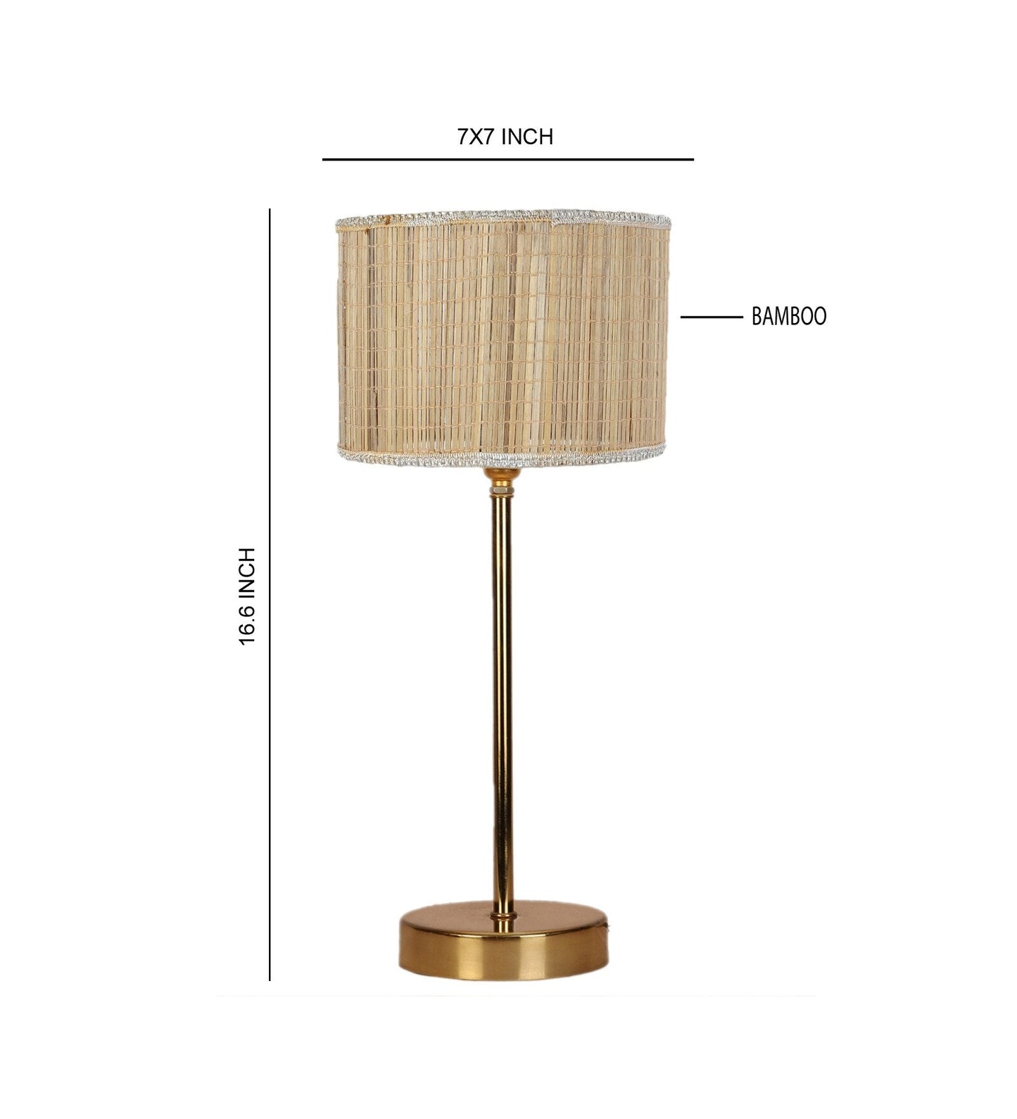 Textured Bamboo Shade with Metal Golden Table Lamp