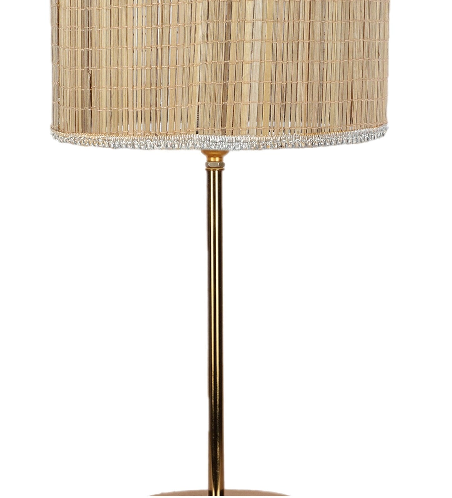 Textured Bamboo Shade with Metal Golden Table Lamp