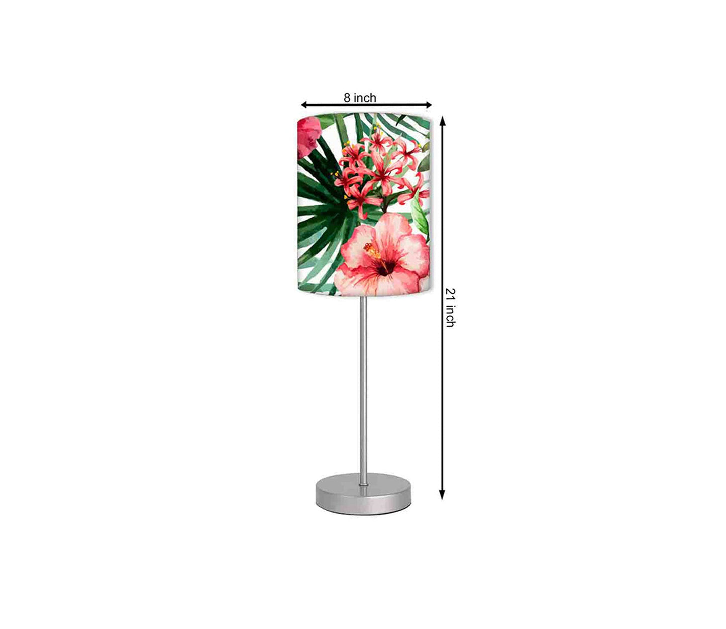 Tulip Flower Leaf Printed Modern Stainless Steel Metal Finish Table Lamp