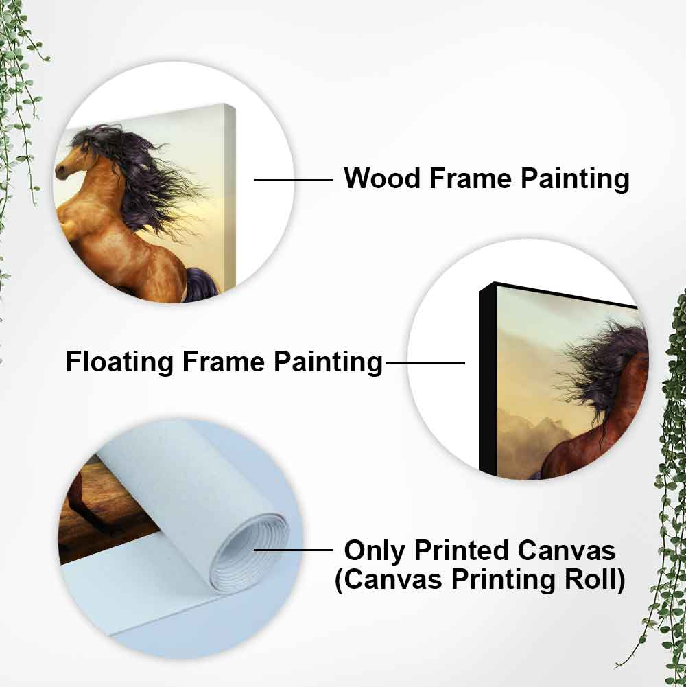 Two Brown Horses Premium Wall Painting