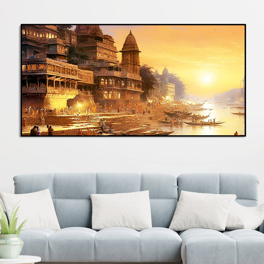 Varanasi City of Spiritual Hub Canvas Wall Painting