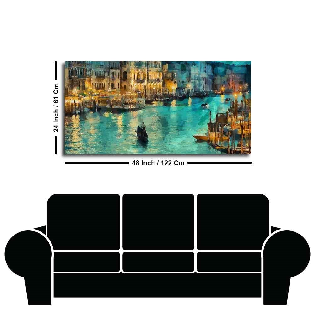 Venice City at Night Canvas Wall Painting