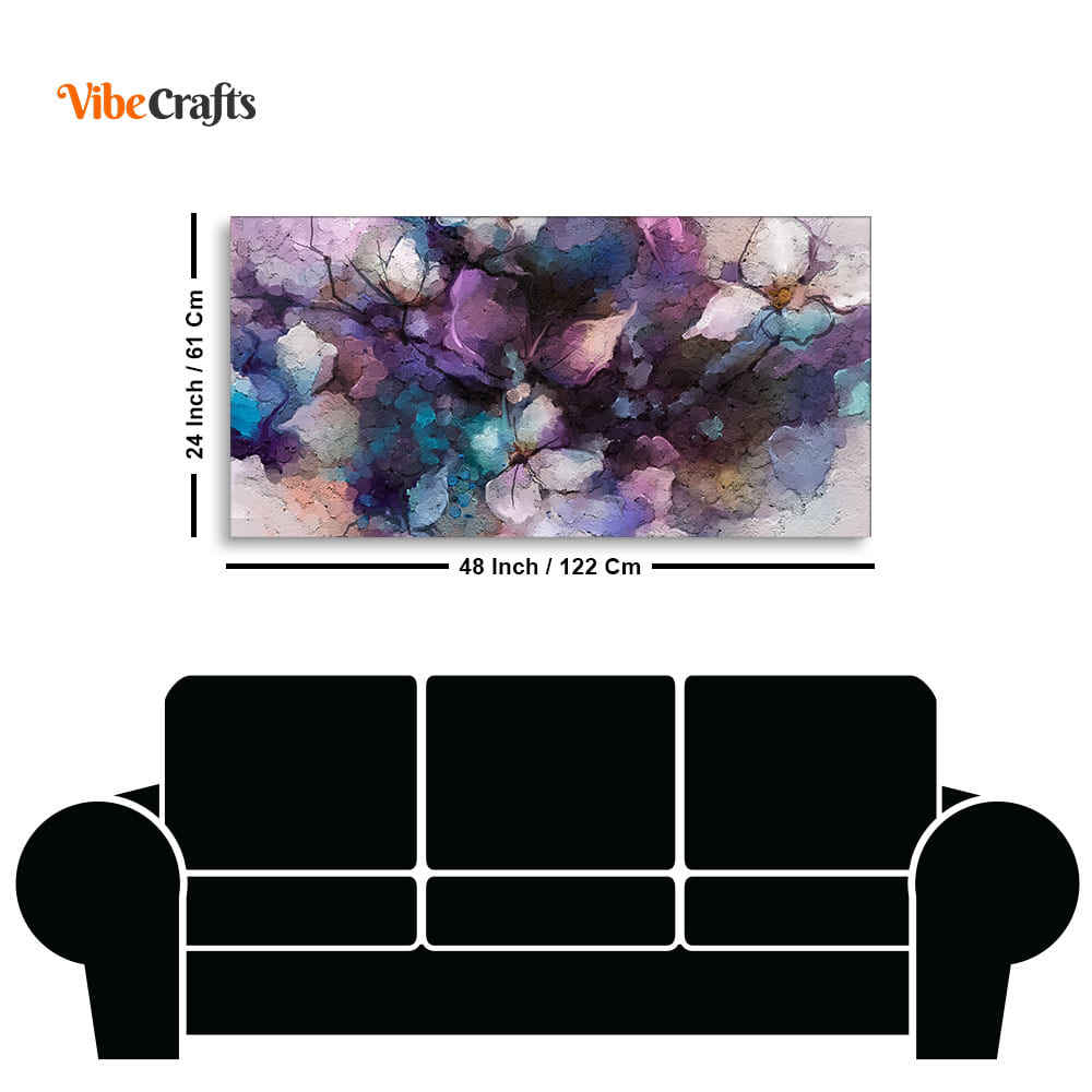 Abstract Purple Ethereal Floral Design Premium Canvas Wall Painting