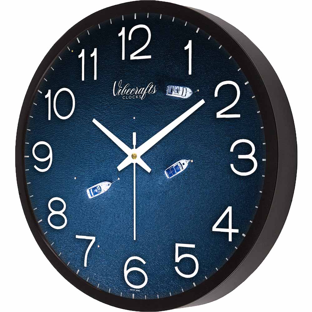 Abstract Texture Ships In Blue Sea Premium Wall Clock