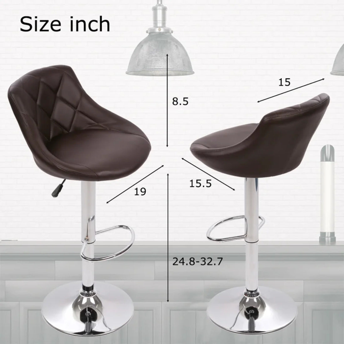 Back Rest Coral Classic Brown Comfy Leatherette Bar Stool / Long Chair