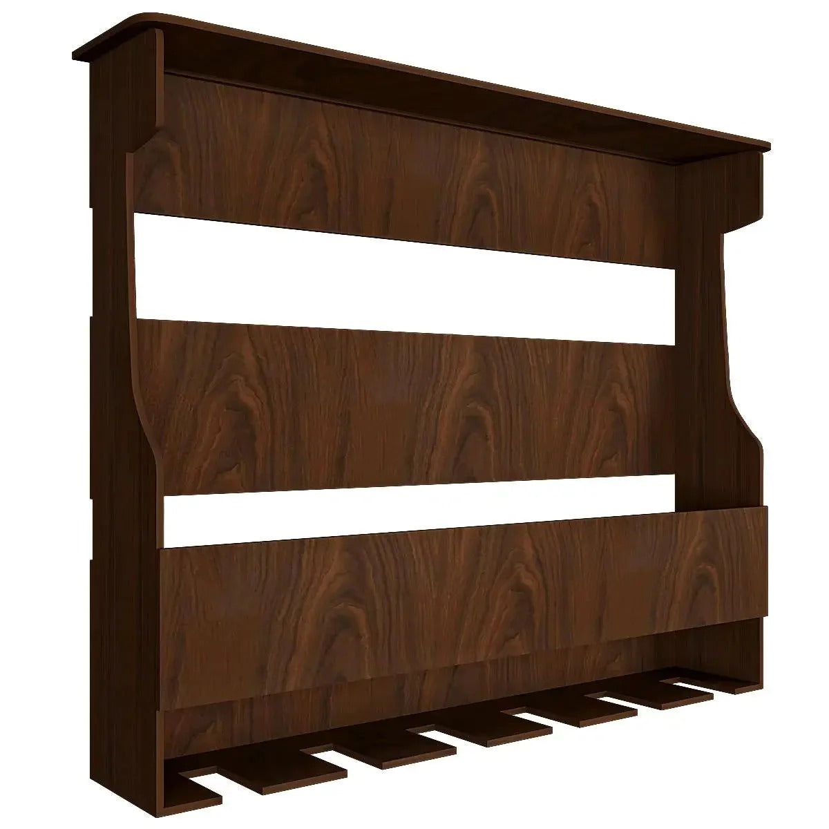 Backlit Design MDF Bar Wall Shelf / Mini Bar Shelf in Walnut Finish