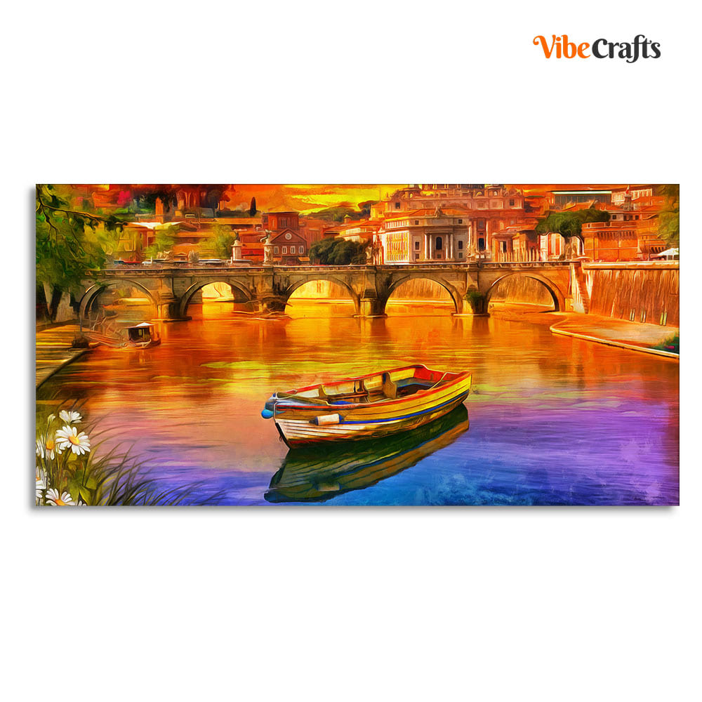 Beautiful Abstract Lake Scenery Canvas Wall Painting