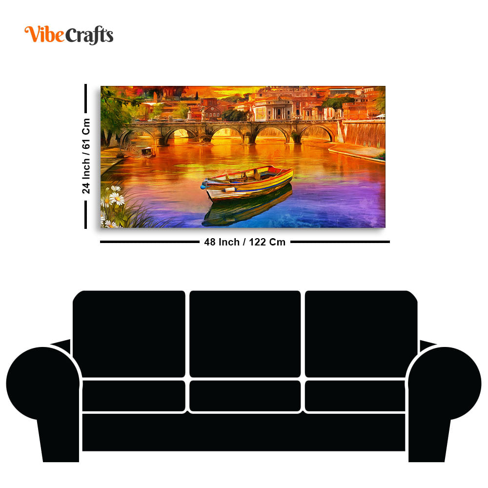 Beautiful Abstract Lake Scenery Canvas Wall Painting