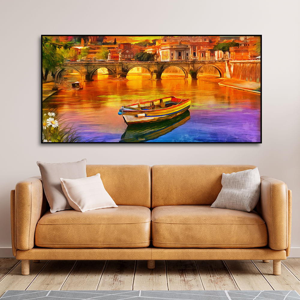 Beautiful Abstract Lake Scenery Canvas Wall Painting