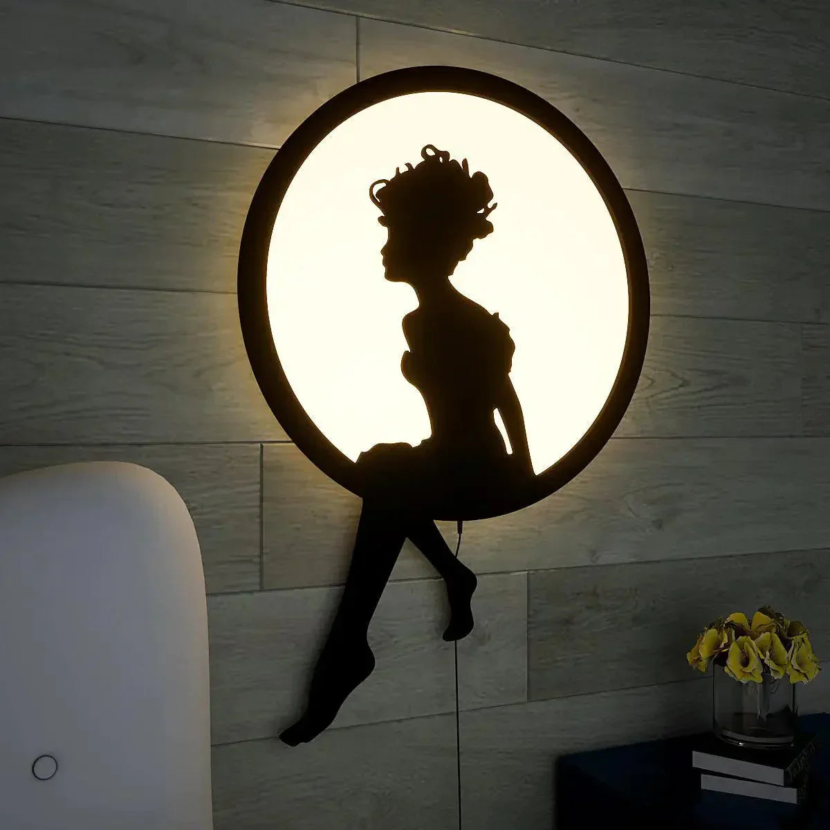 Beautiful Angel Backlit Wooden Wall Decor with LED Night Light