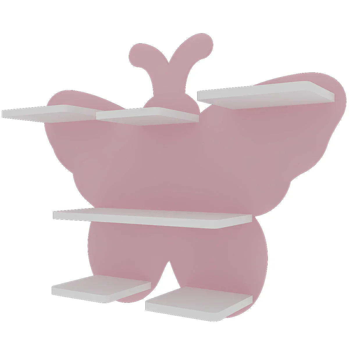 Beautiful Designer Pink Butterfly Wooden Wall Shelf for Kids