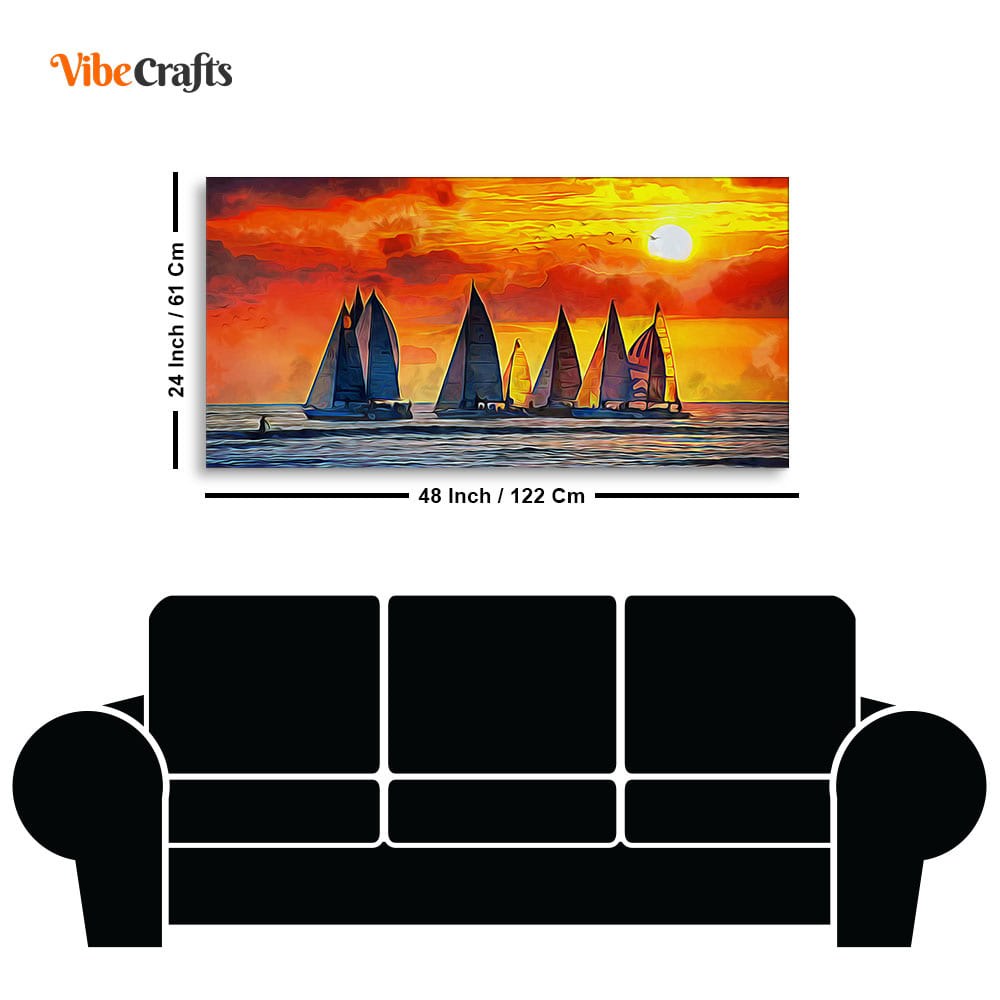 Beautiful Seascape with Sunset Canvas Wall Painting