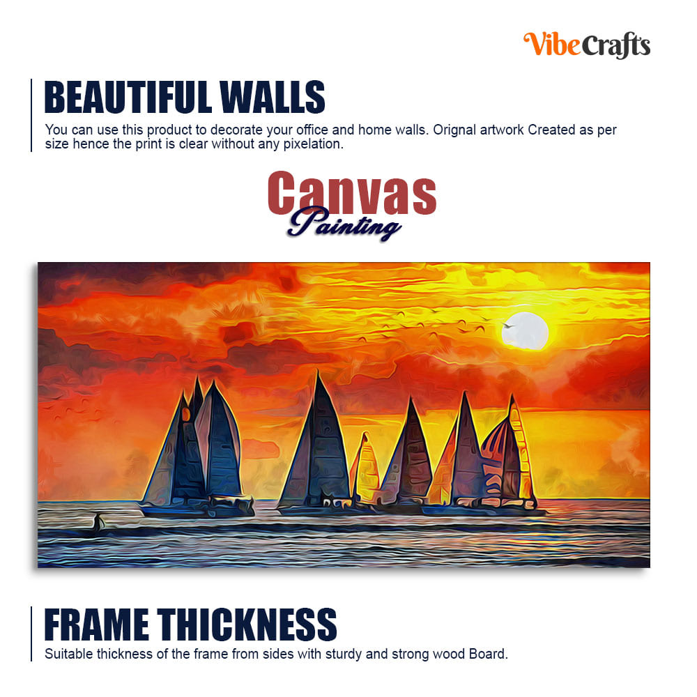 Beautiful Seascape with Sunset Canvas Wall Painting