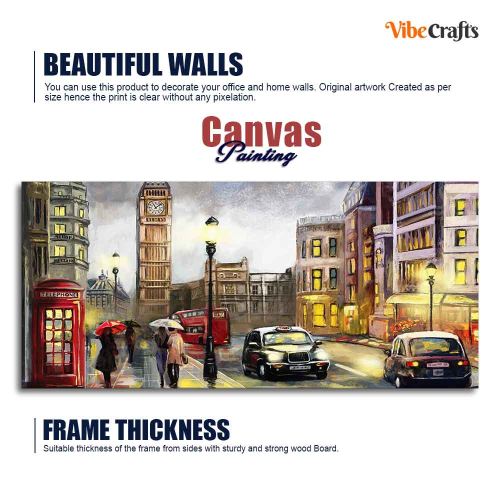 Beautiful Street view of London Premium Wall Painting