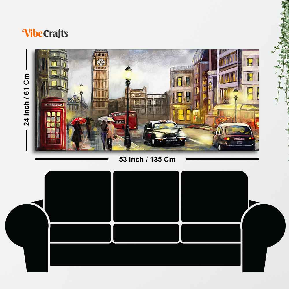 Beautiful Street view of London Premium Wall Painting