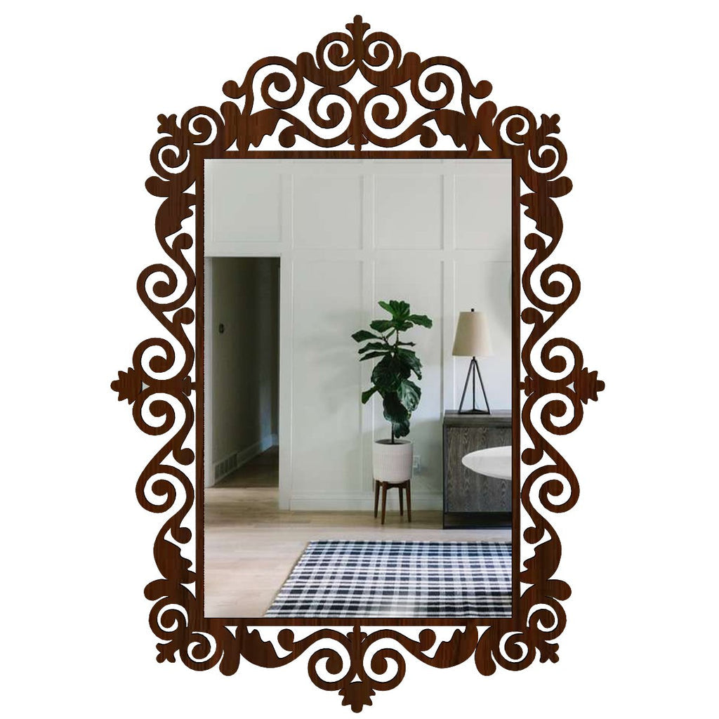 Beautiful Vanity Motif Style Mirror with Walnut Finish