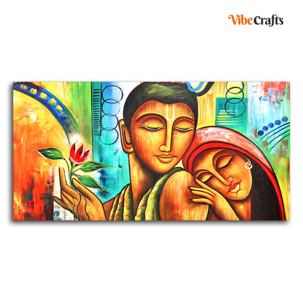 Big Size Canvas Wall Painting of Lord Radha Krishna