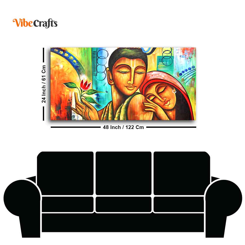 Big Size Canvas Wall Painting of Lord Radha Krishna