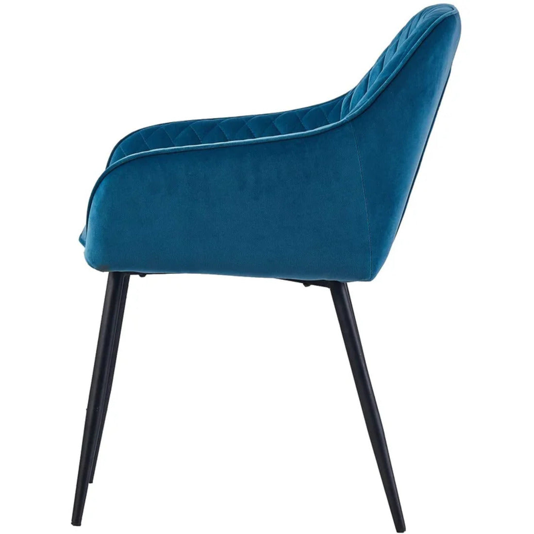 Blue Diamond Cut Velvet Accent Comfy Chair with Black Legs