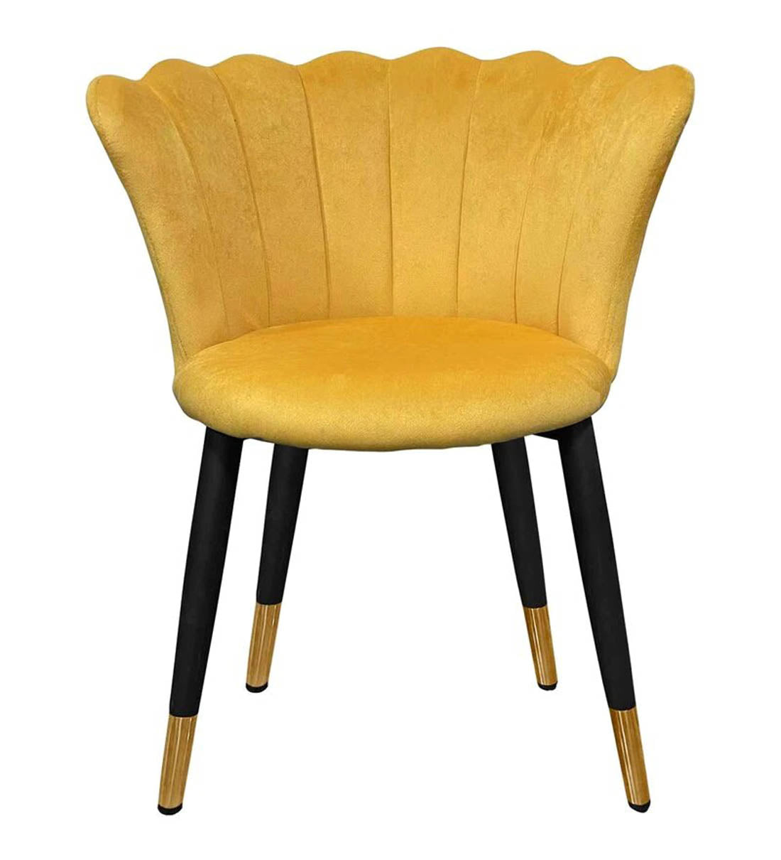 Bright Yellow Rounded Back Plush Velvet Accent Chair