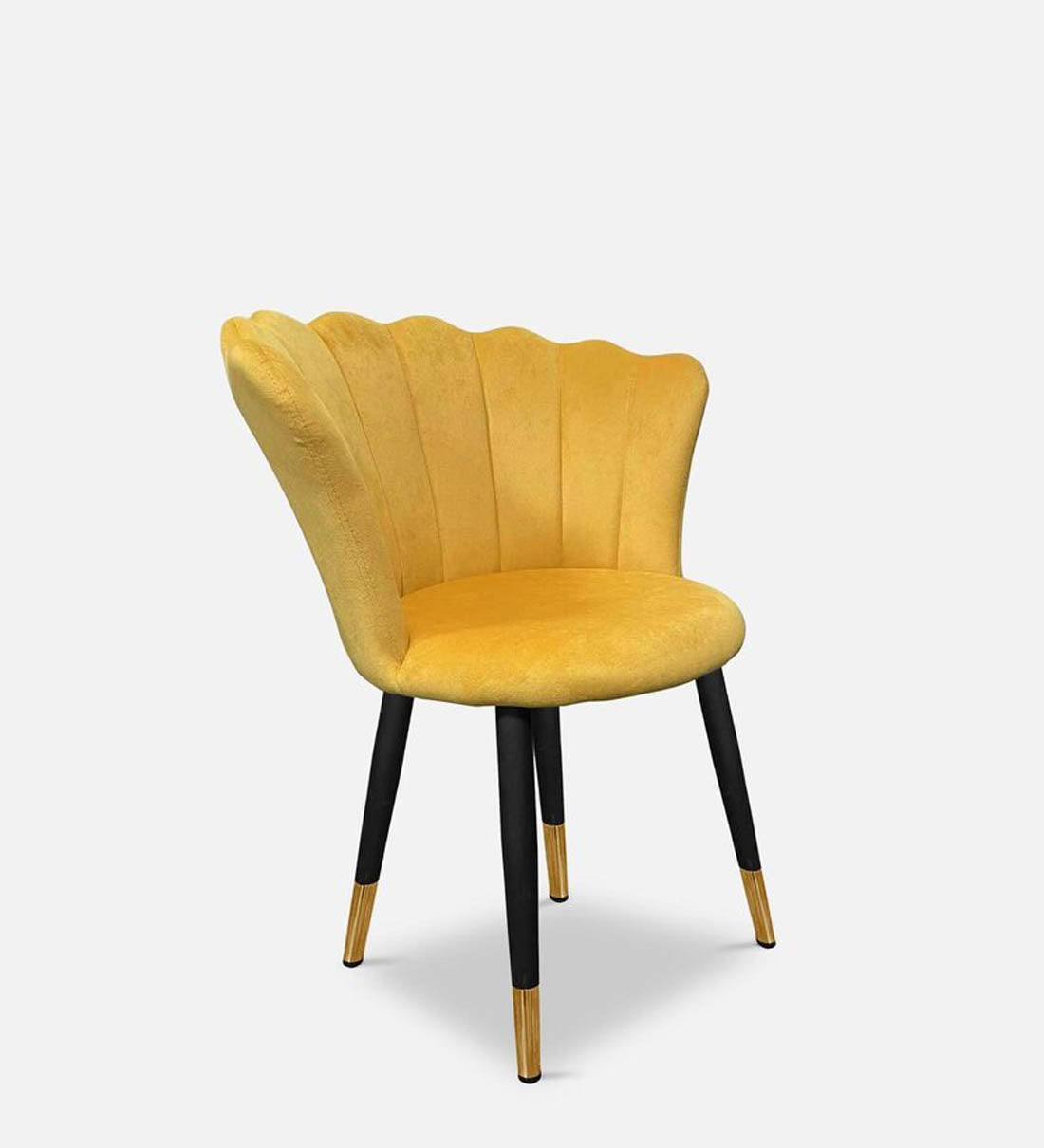 Bright Yellow Rounded Back Plush Velvet Accent Chair