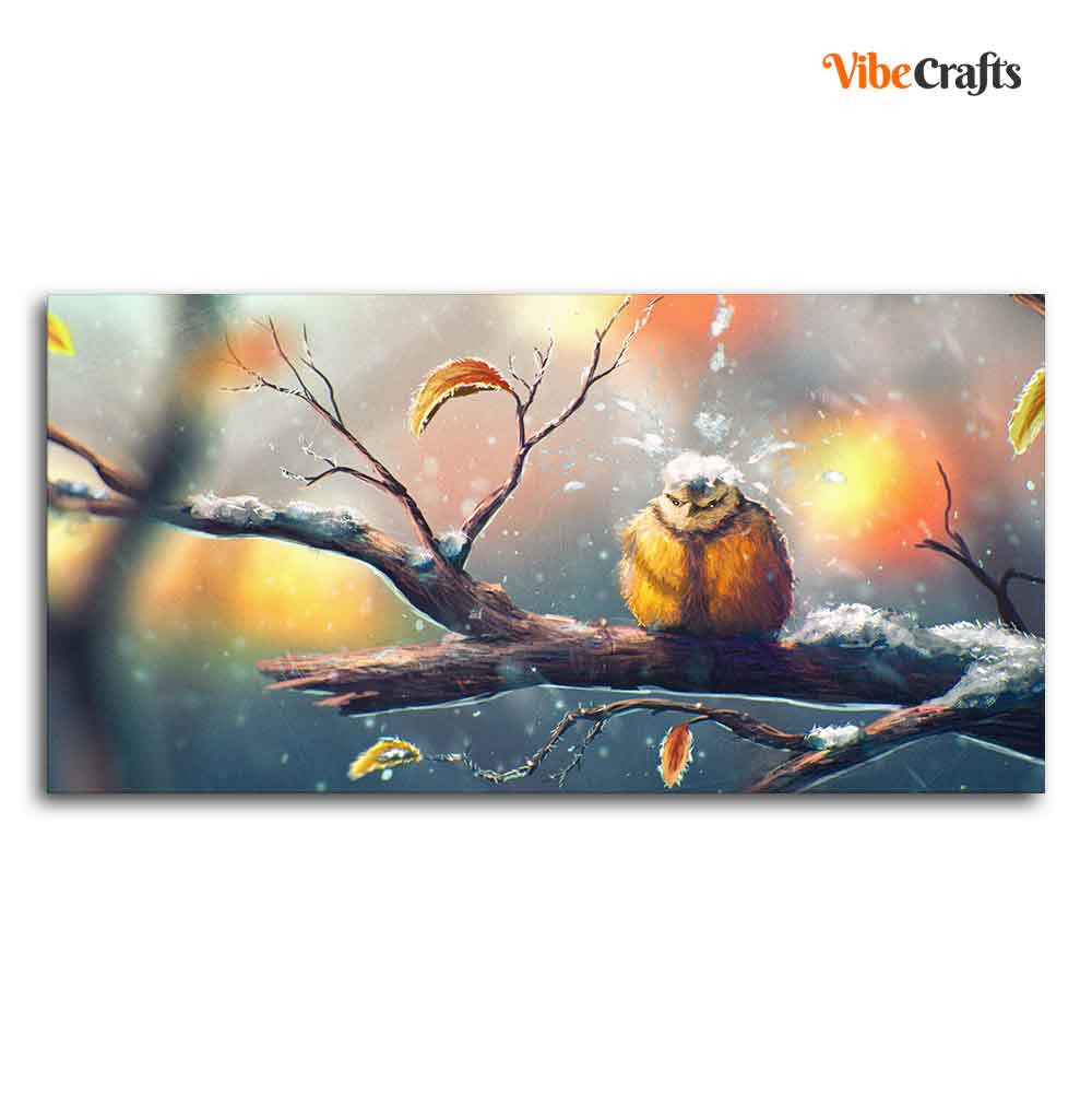 Canvas Wall Painting of Bird in Winters