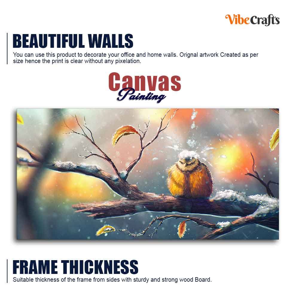 Canvas Wall Painting of Bird in Winters