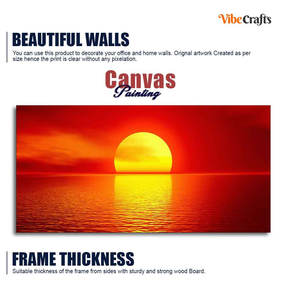 Canvas Wall Painting of Scarlet Sunset Over Ocean