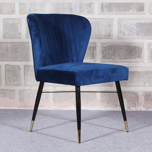 Classic Royal Blue Luxury Velvet & Iron Dining Accent Chair